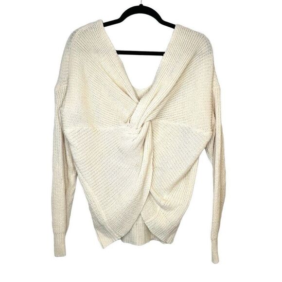Fashion Nova Ivory Twist Front Sweater Shirt Large Womens - Picture 1 of 3